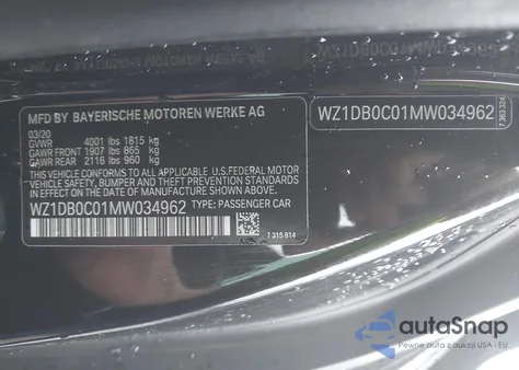 2021 Toyota Gr Supra 3.0 Premium z USA, uszkodzony, nr VIN WZ1DB0C01MW034962
